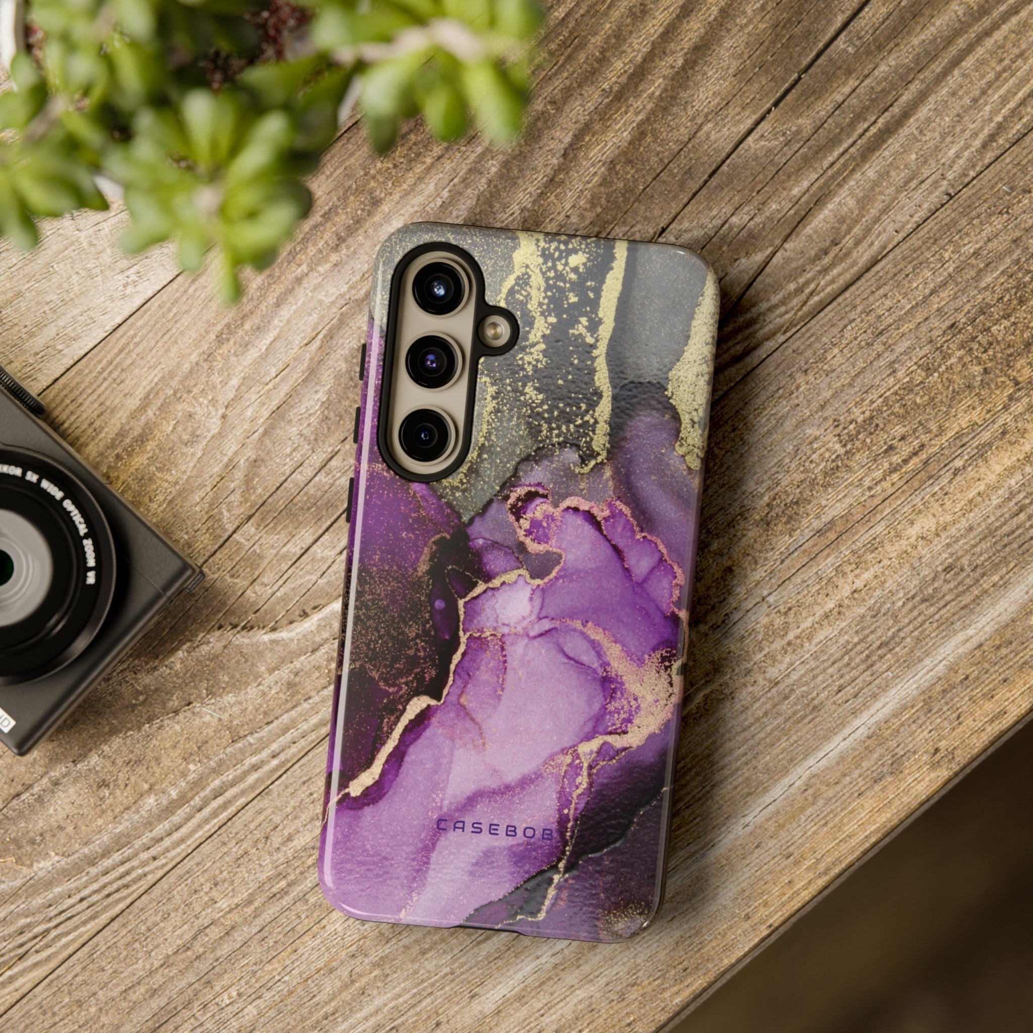 Purple Marble & Gold Phone - Protective Phone Case