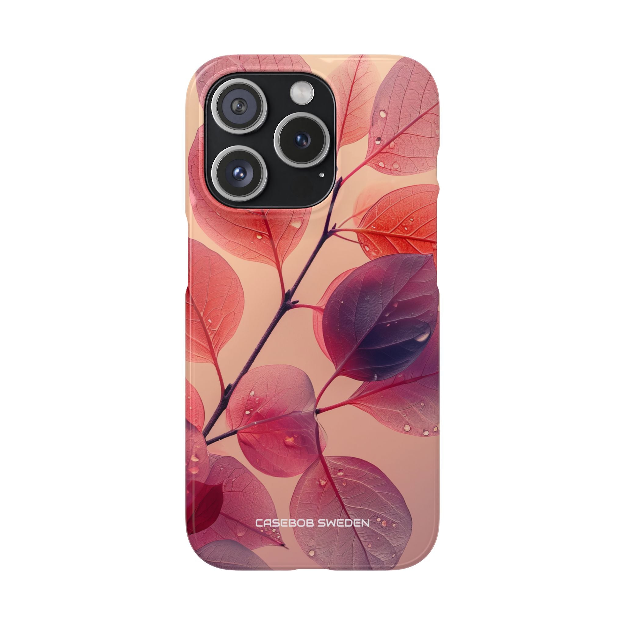 Pink Serenity Leaf Design - Slim iPhone 15 Phone Case