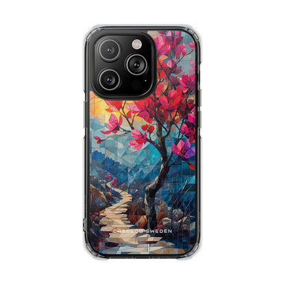 Vibrant Geometric Tree Landscape iPhone 14 - Clear Impact Phone Case