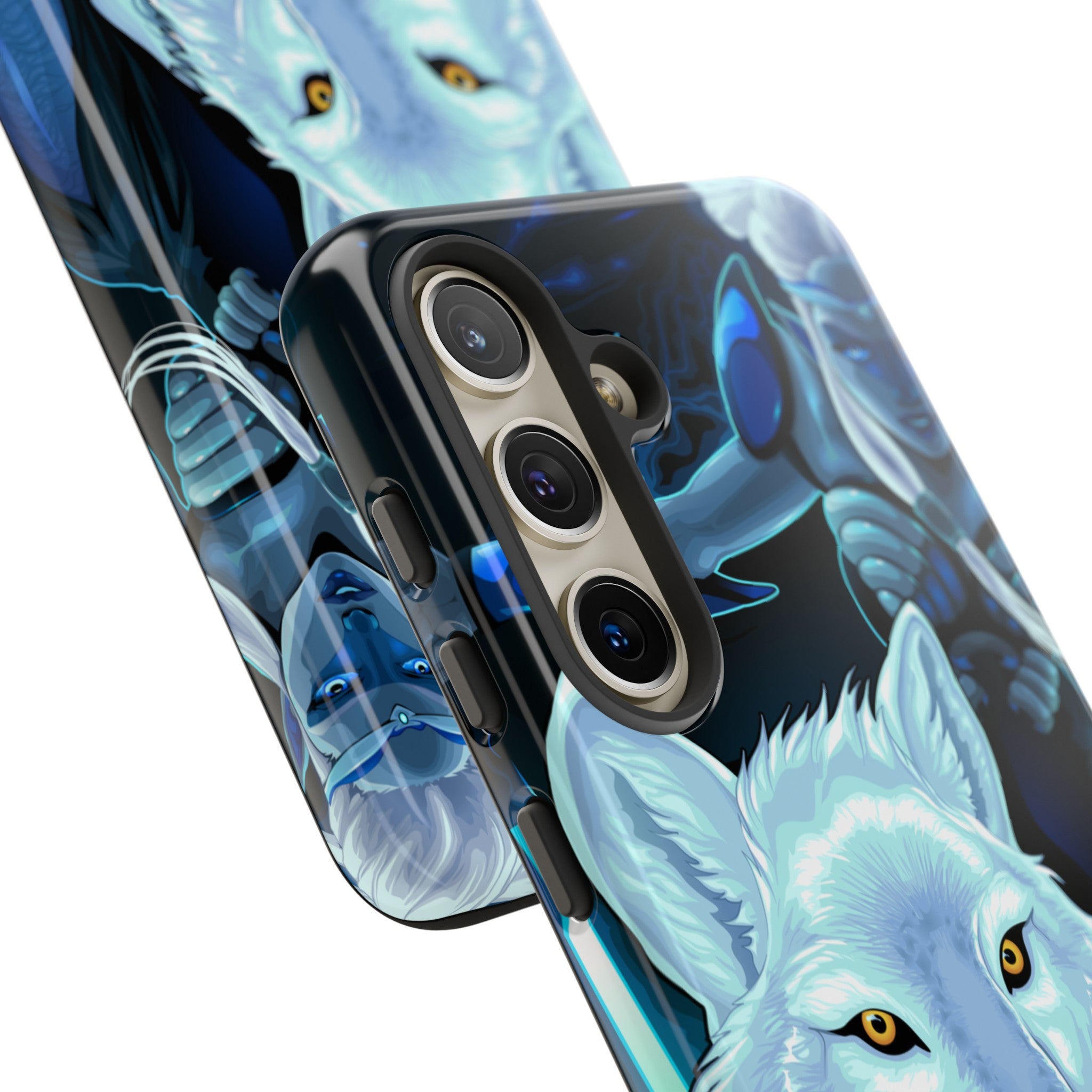 Elf with white wolf - Protective Phone Case