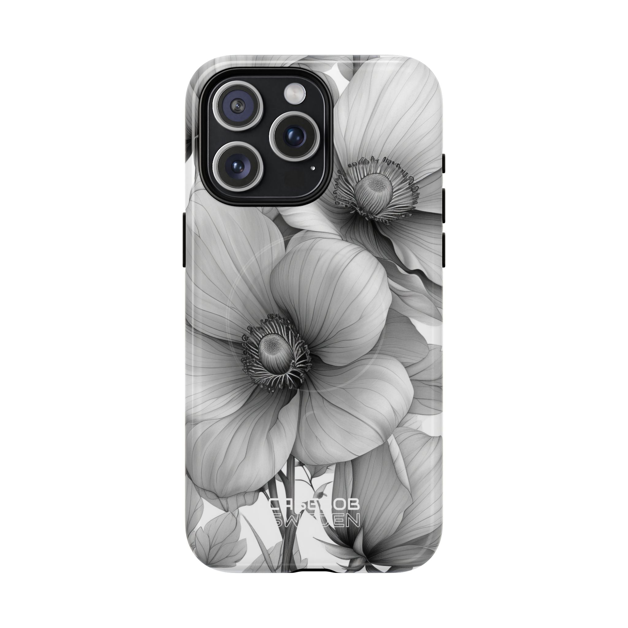 Graustufen-Blumenharmonie iPhone 15 – Robust+