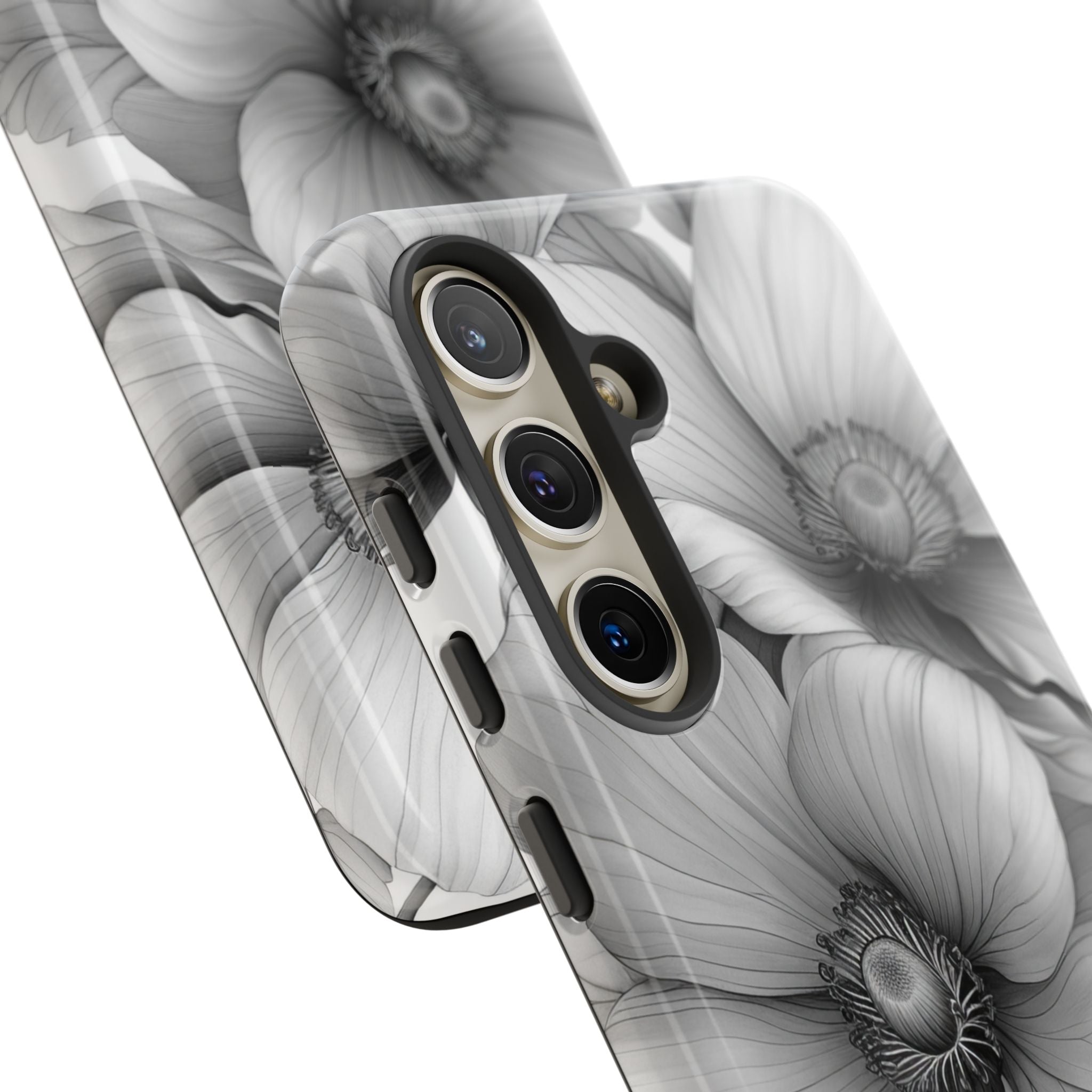 Grayscale Floral Harmony Samsung S24 - Tough