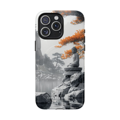 Zen Serenity: Tranquil Landscape with Buddha and Pagoda iPhone 15 | Tough+ Phone Case