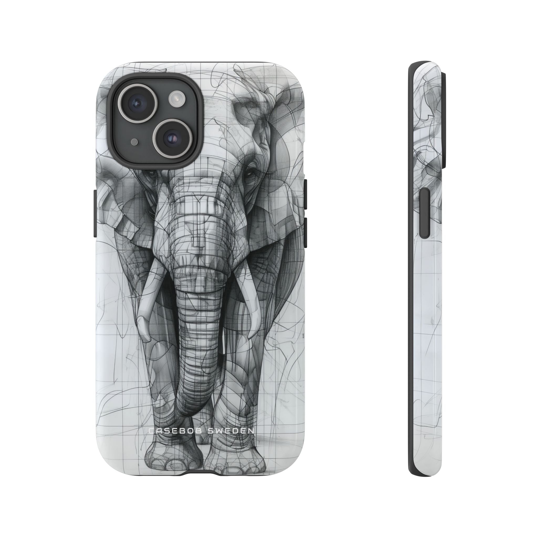 Elephant Line Geometry iPhone 15 - Tough Phone Case