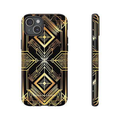 Golden Geometric Opulence iPhone 15 - Tough Phone Case