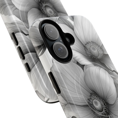 Grayscale Floral Harmony iPhone 16 - Tough+