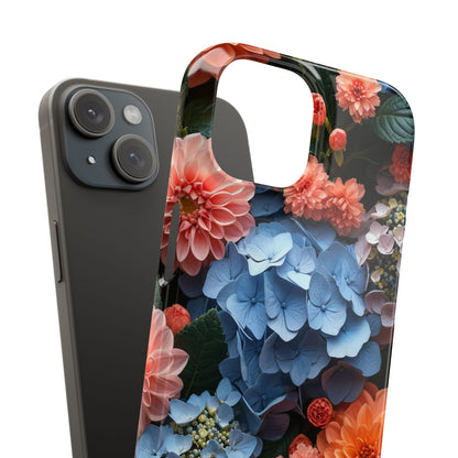 Blue Floral Bliss - Slim iPhone 15 Phone Case