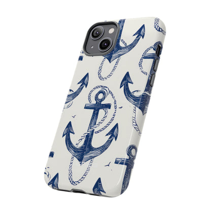 Navy Anchor Tapestry iPhone 14 - Tough