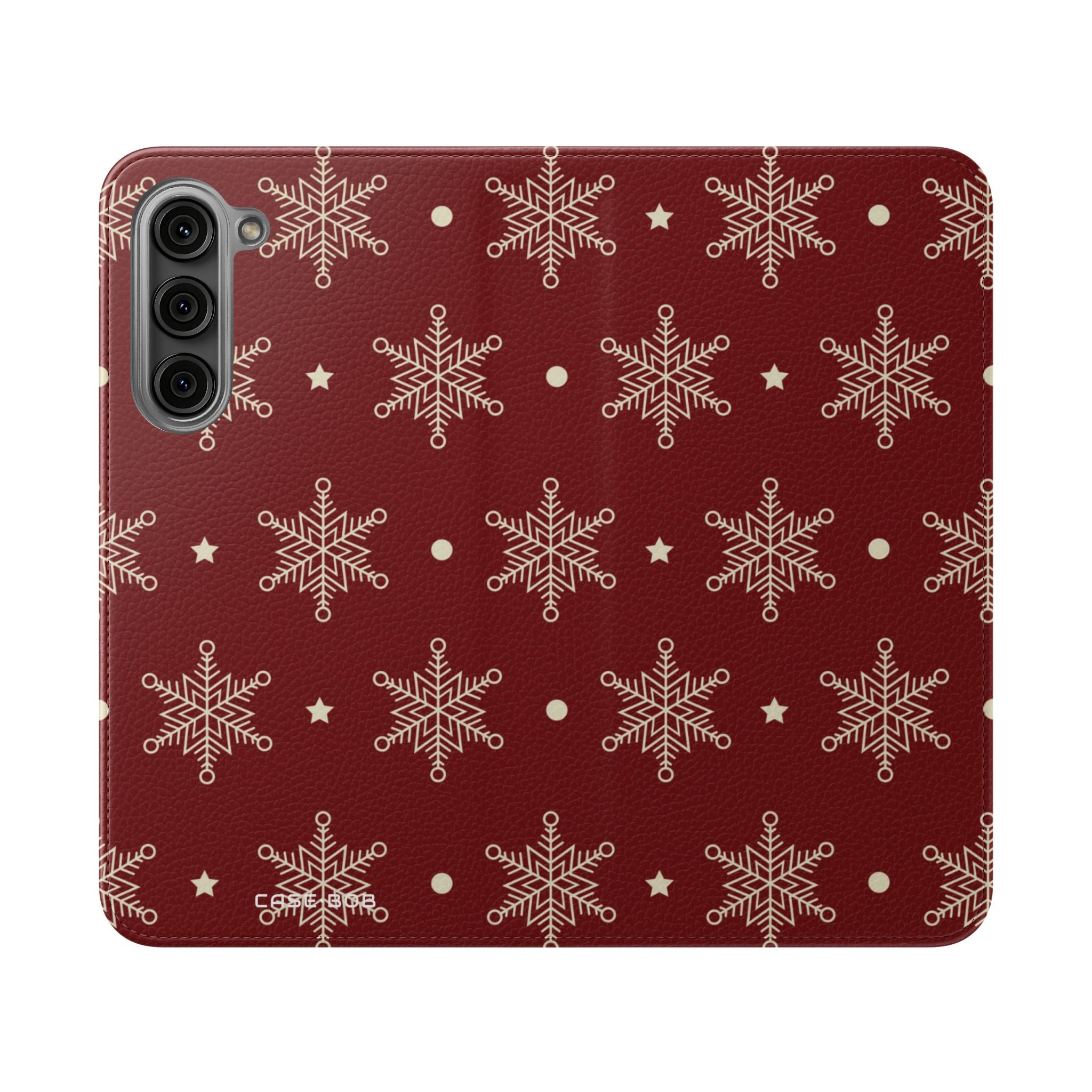 Cream Snowflakes Crimson - Samsung S23+ Case - Wallet