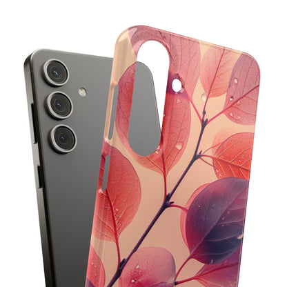 Pink Serenity Leaf Design - Slim Samsung S24 Phone Case