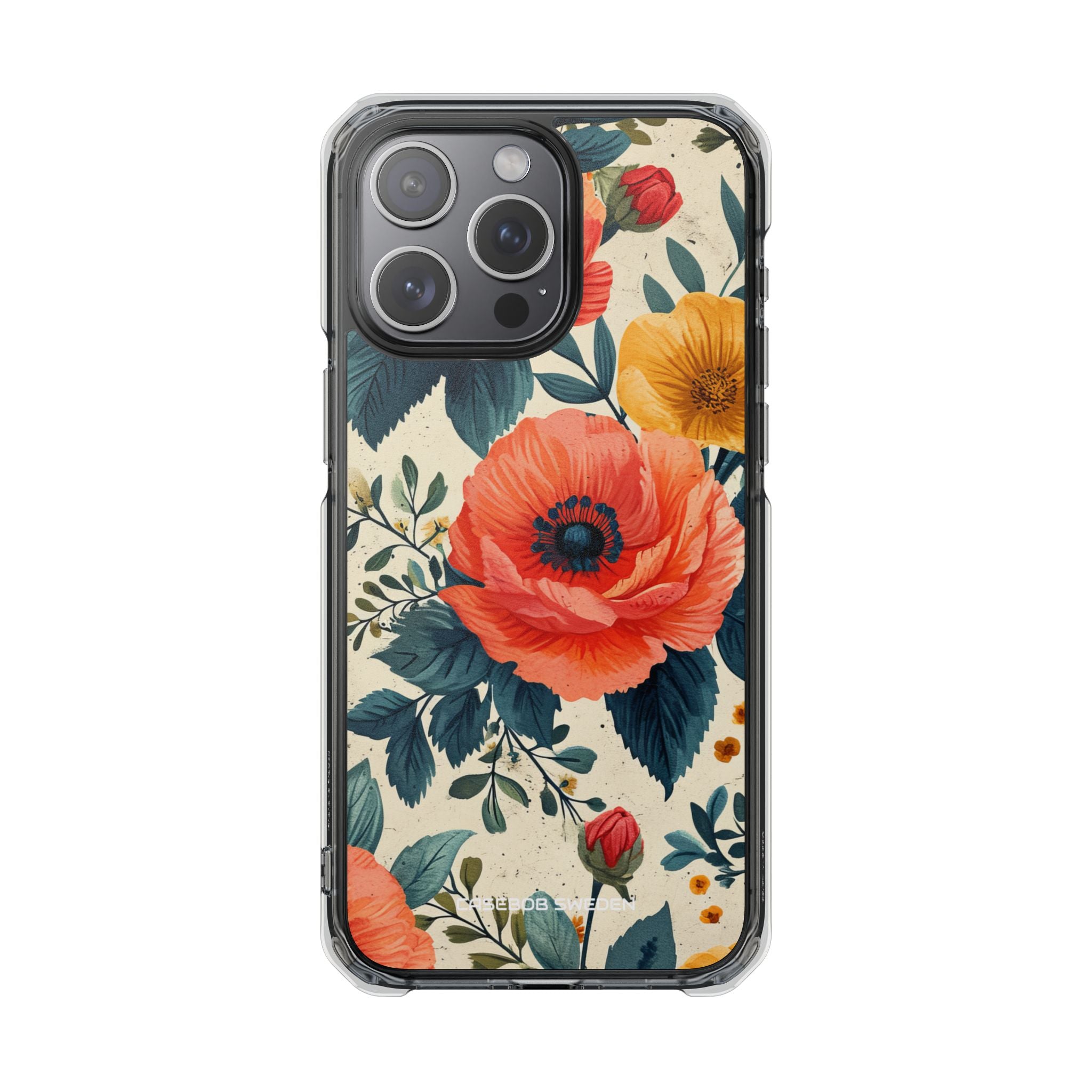 Vibrant Botanical Poppies - Clear Impact iPhone 15 Phone Case