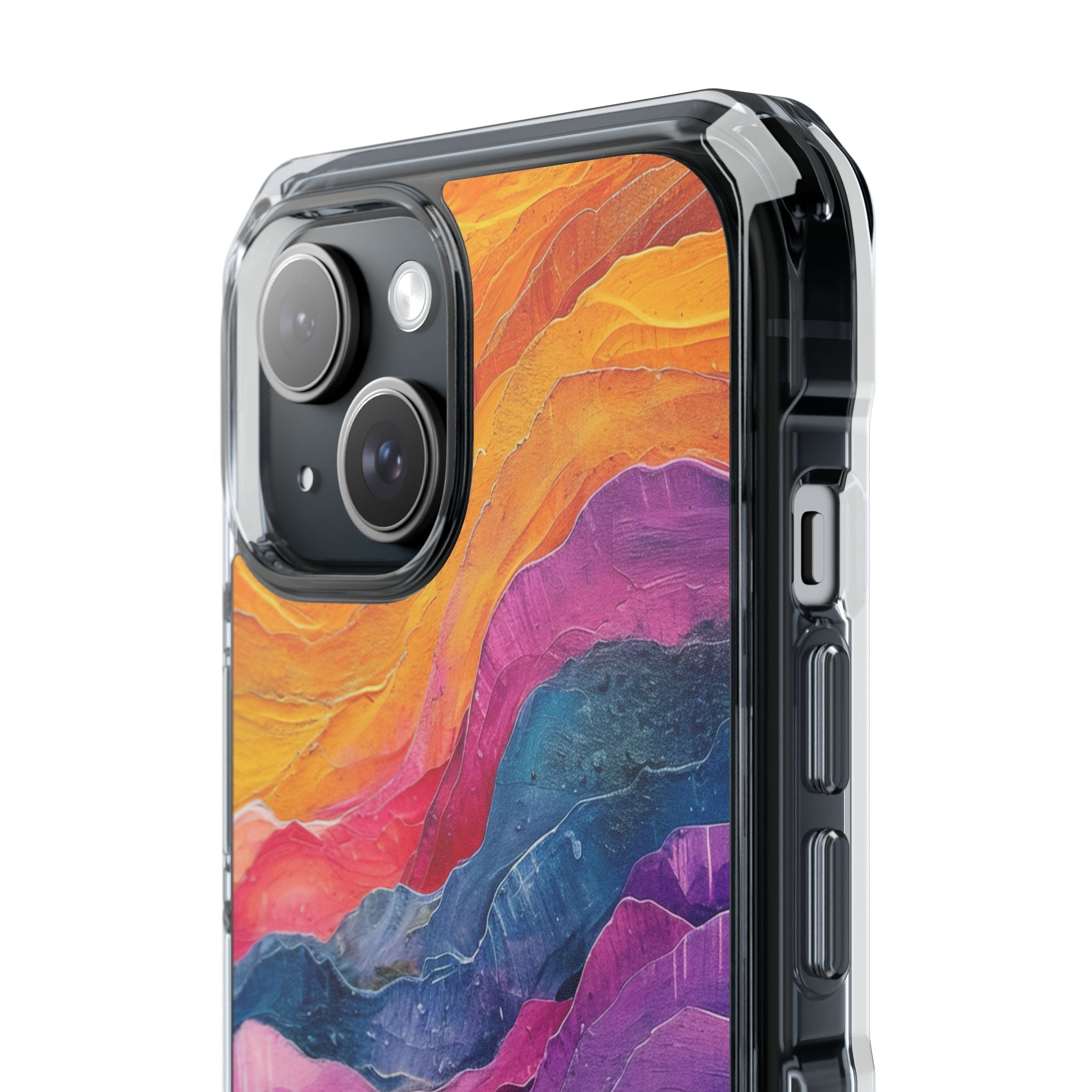 Vibrant Abstract Waves - Clear Impact iPhone 15 Phone Case