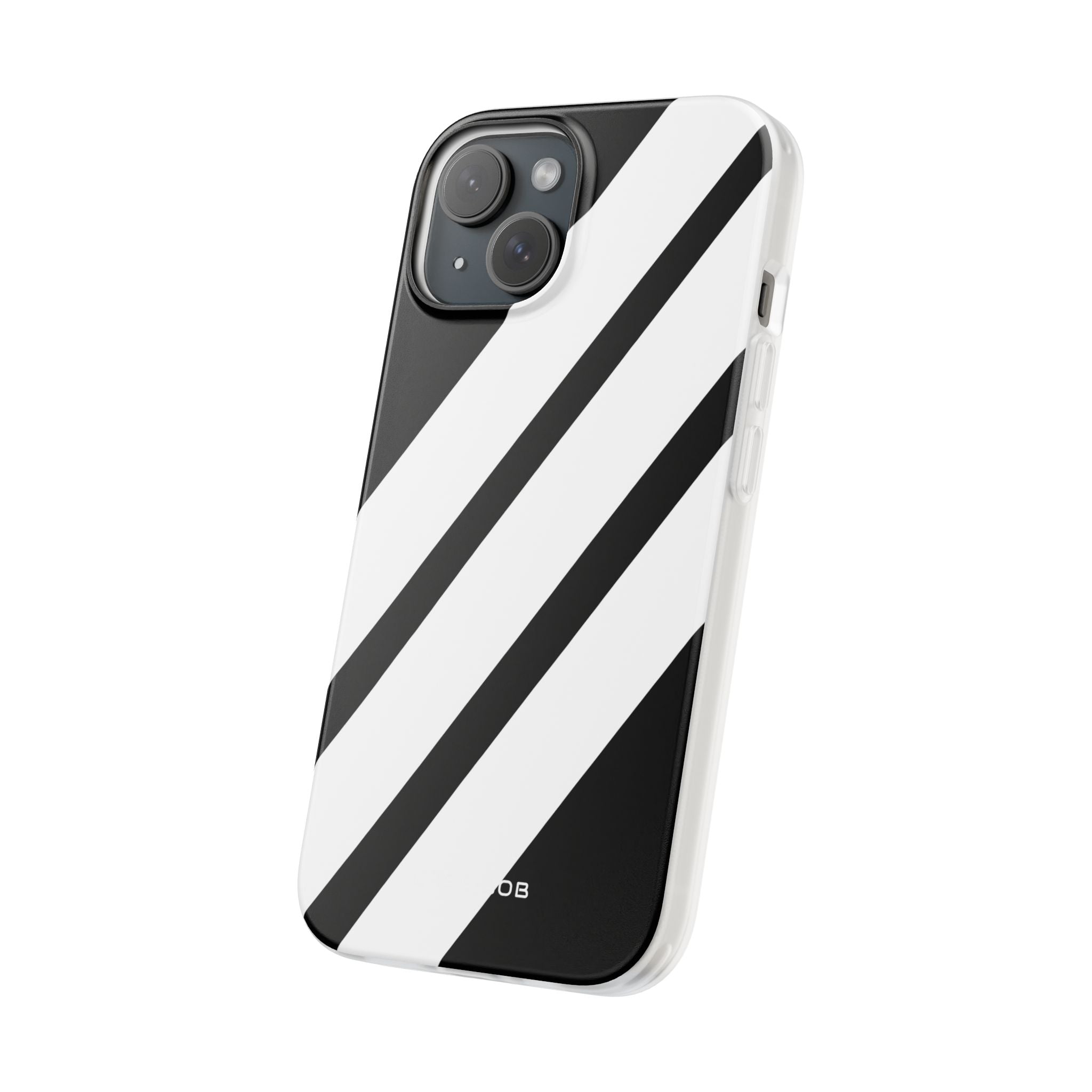 Diagonal Bands Noir iPhone 15 Case - Soft