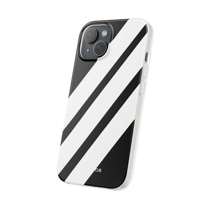 Diagonal Bands Noir iPhone 15 Case - Soft