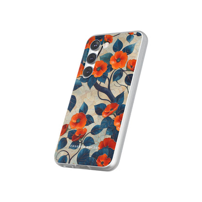 Orangenblüten Mosaik Harmonie Samsung S23 - Flexi Handyhülle