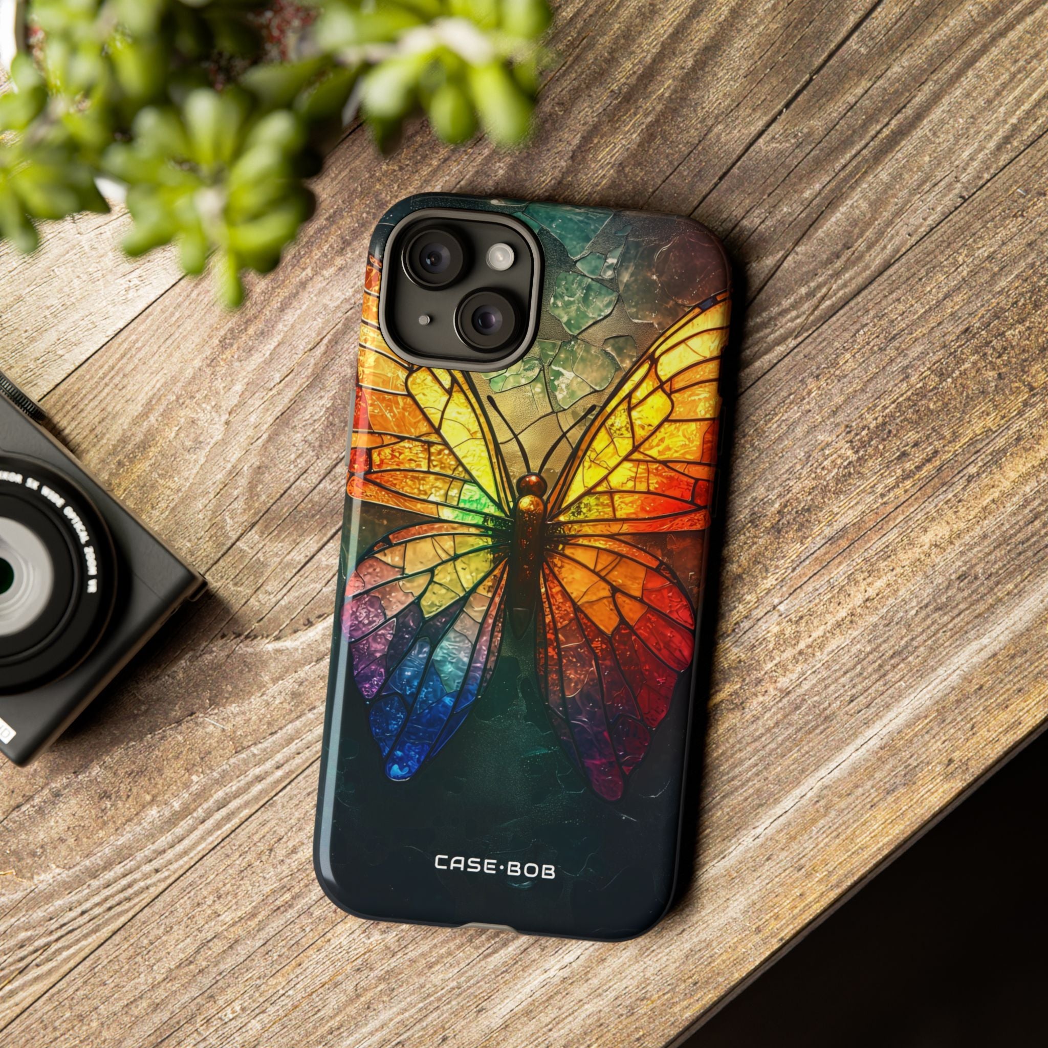 Stained Glass Butterfly iPhone 15 Plus Case - Tough