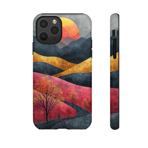 Nature's Geometry: Bright Sunset Mountain - Protective Phone Case