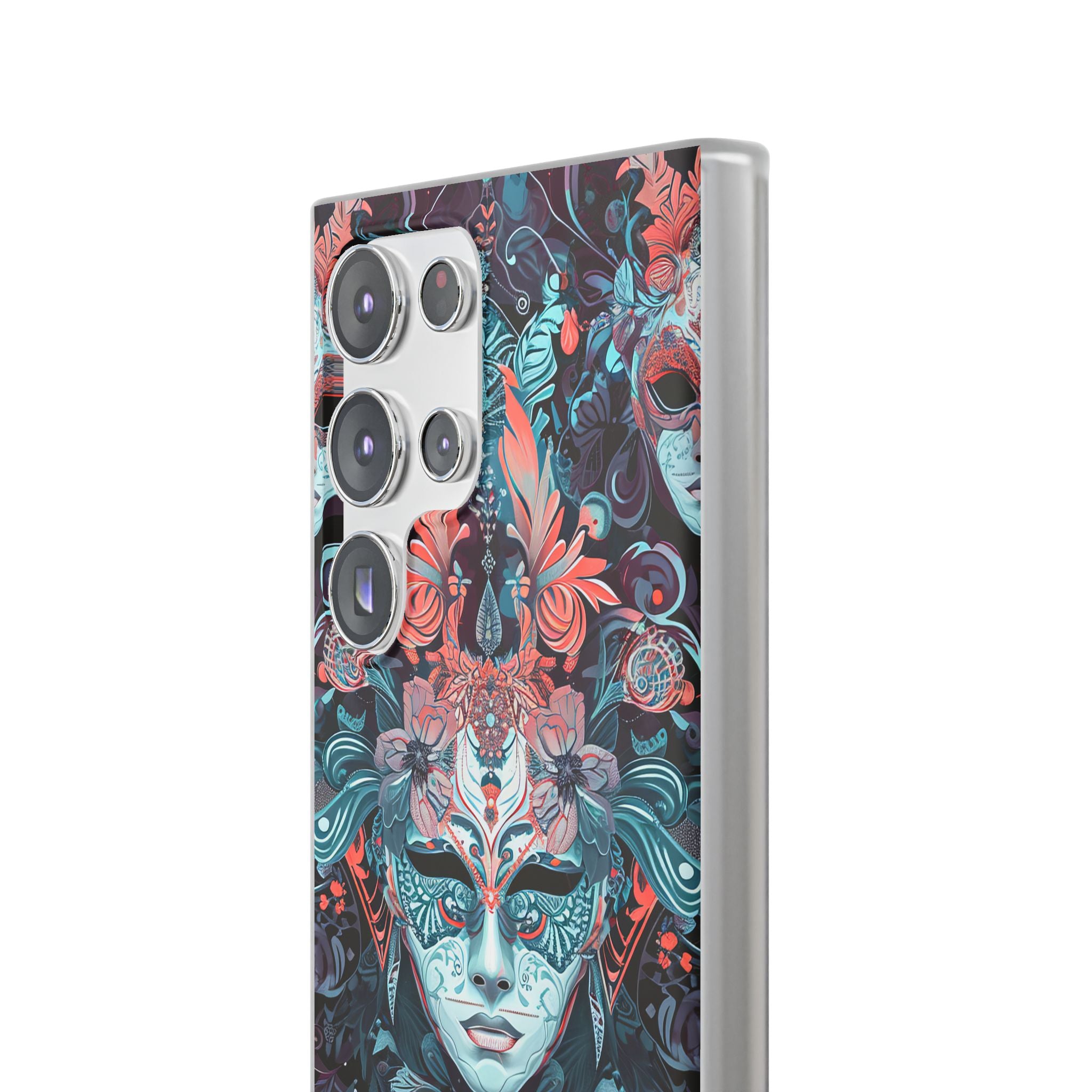 Mystic Teal Coral Mask - Flexi Samsung S23 Phone Case