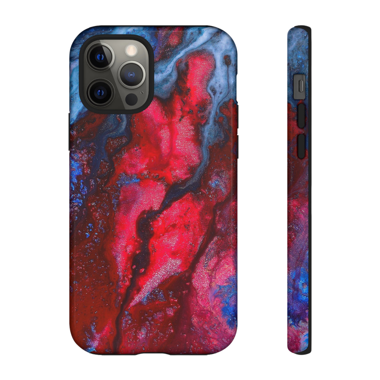 Neon Red Ink Art iPhone Case (Protective) iPhone 12 Pro Glossy Phone Case