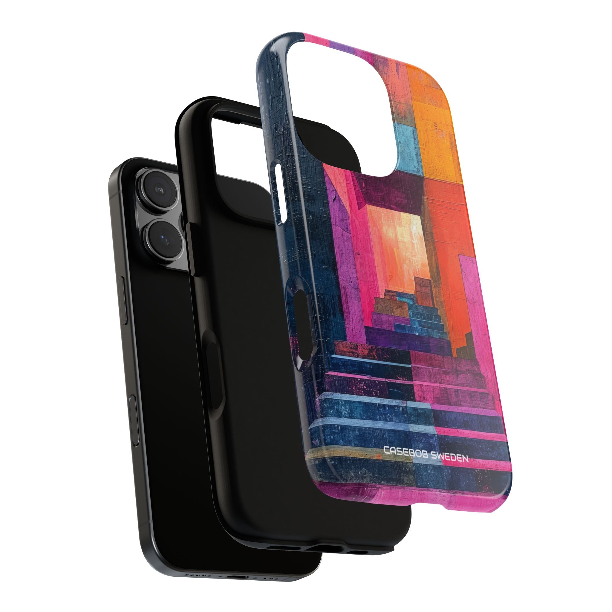 Pink Orange Geometry - Tough iPhone 16 Phone Case