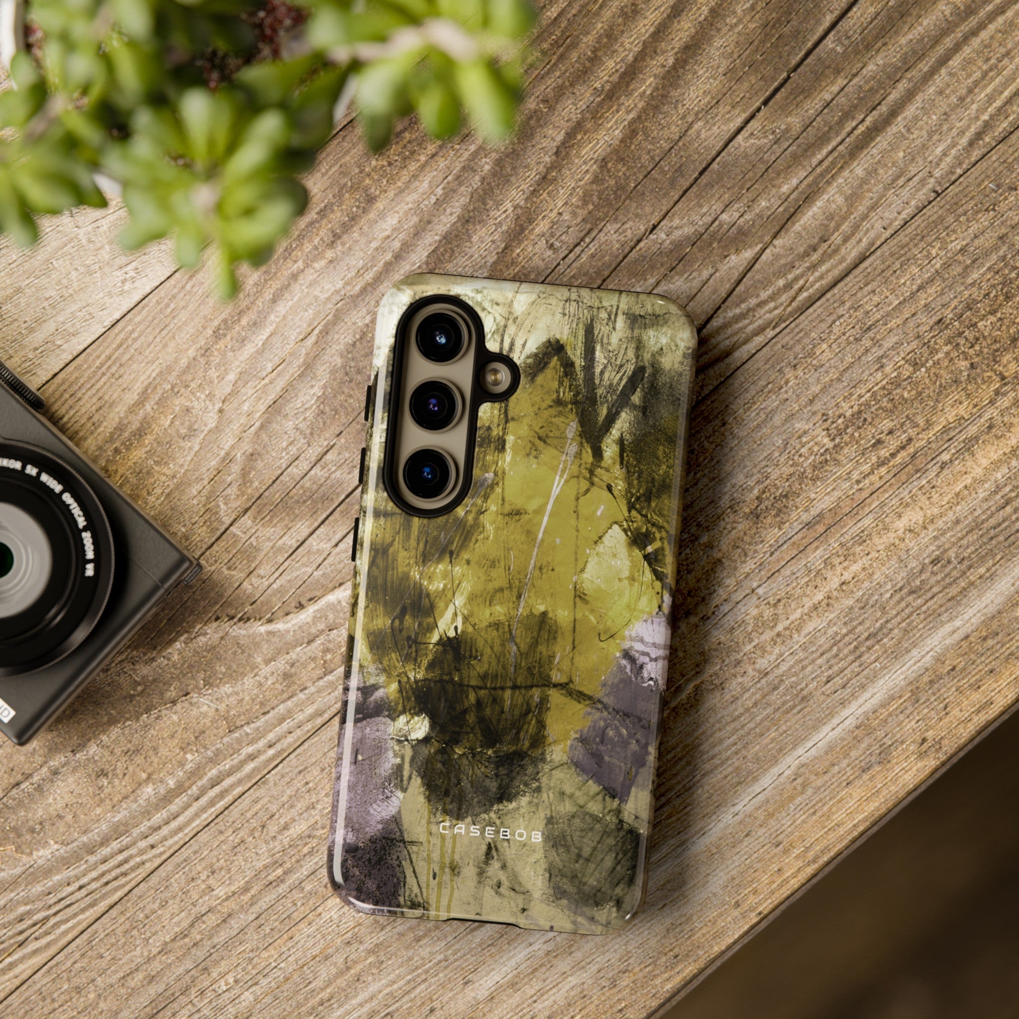 Yellow Grunge Art Phone Case - Protective Phone Case