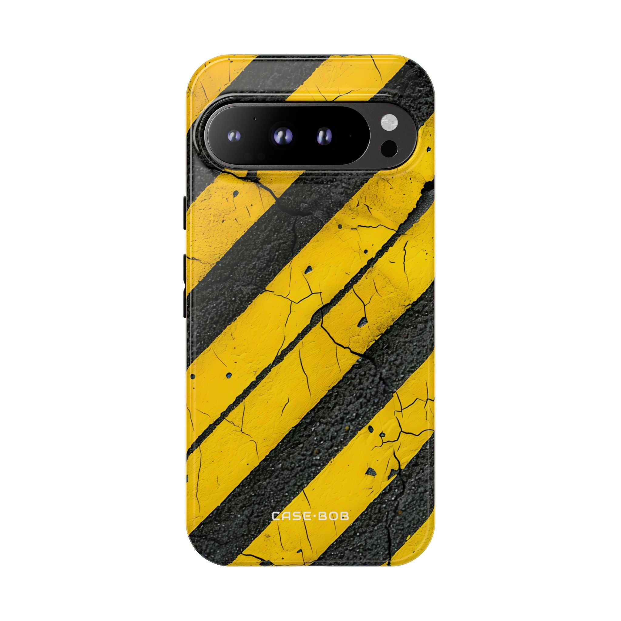 Yellow Stripe Distress Google Pixel 9 Pro XL Case - Tough