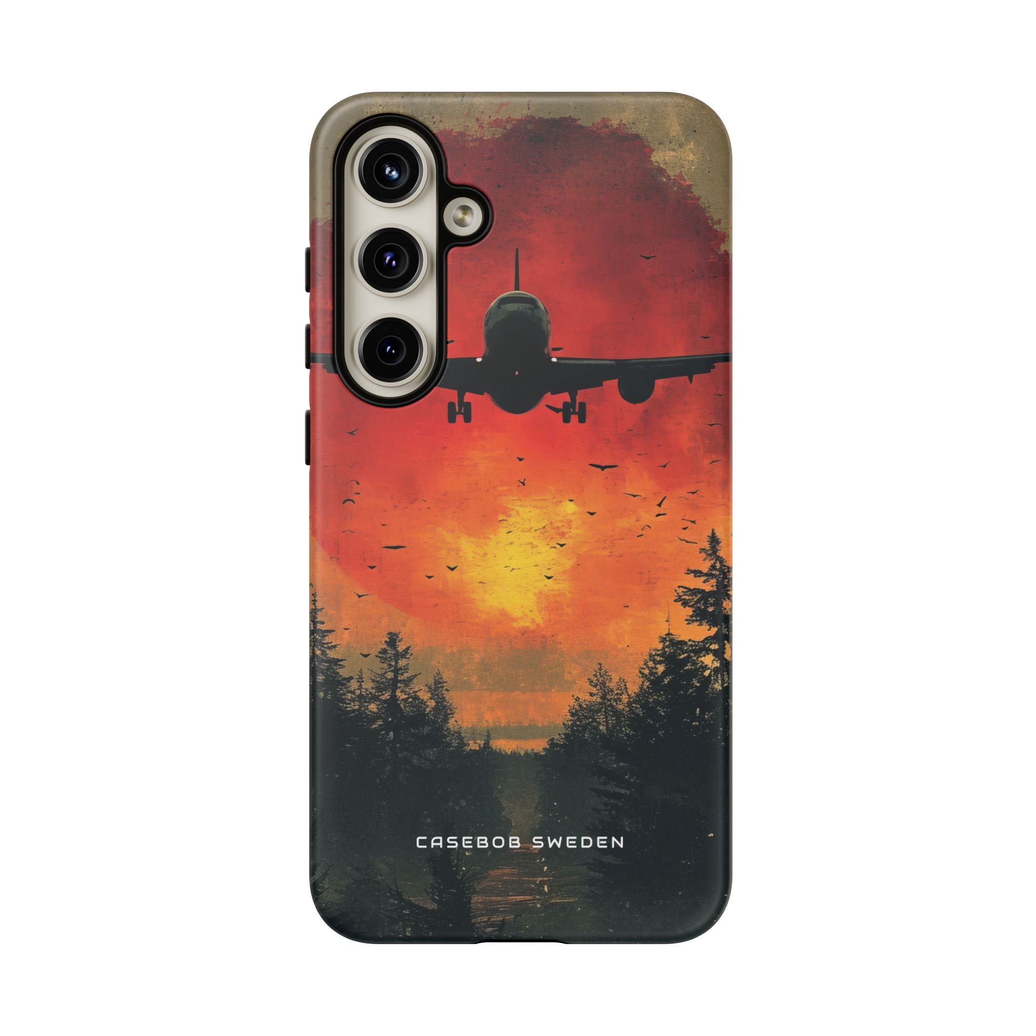 Vintage Sunset Airplane Silhouette Samsung S24 - Tough Phone Case