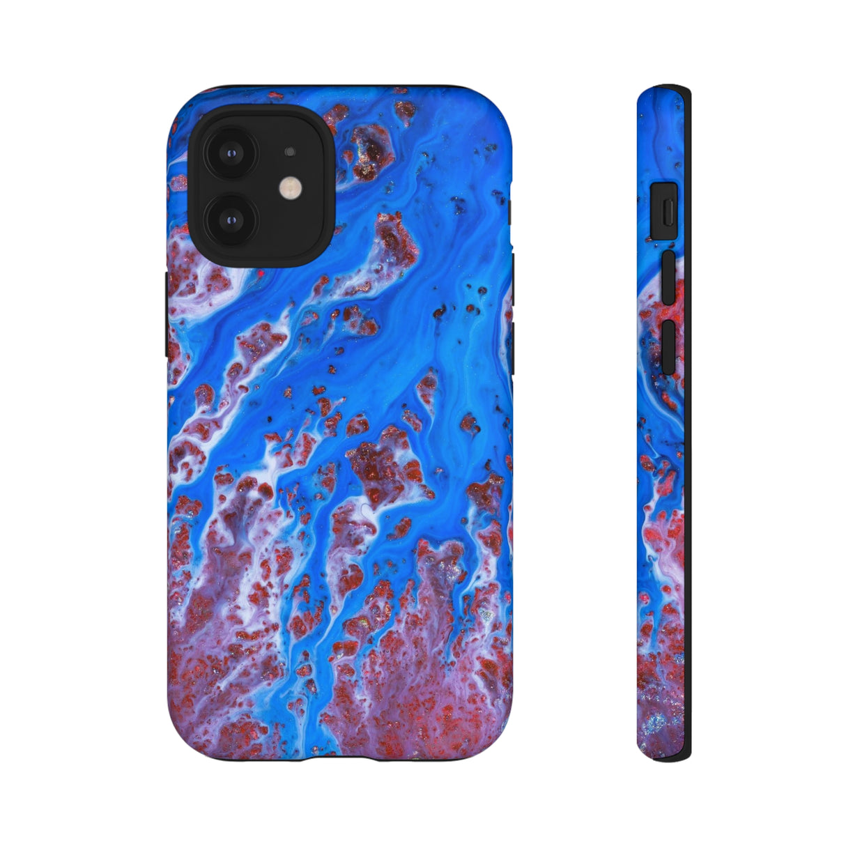 Bright Blue Ink Art iPhone Case (Protective) iPhone 12 Mini Matte Phone Case