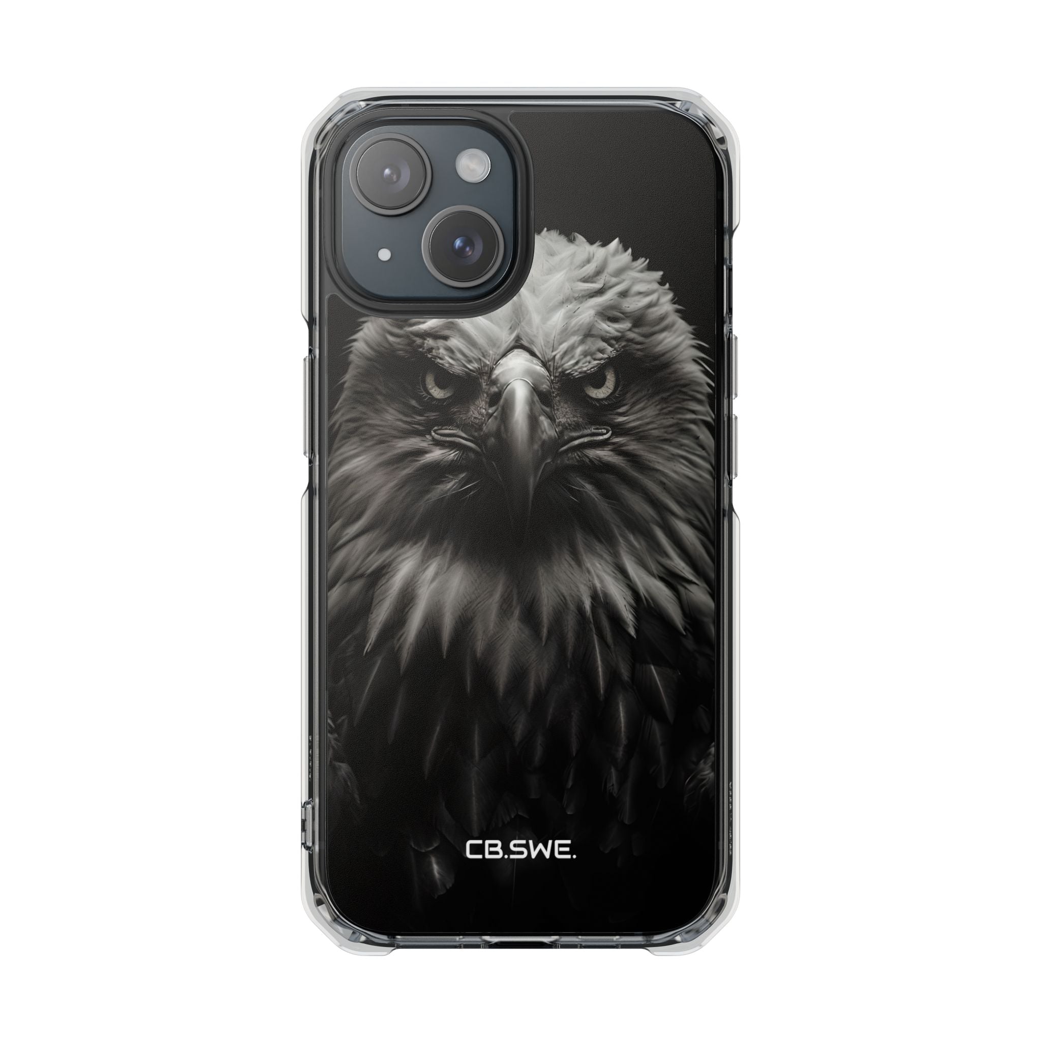 Intense Black and White Close-Up Eagle Head Art iPhone 15 - Impact Clear+
