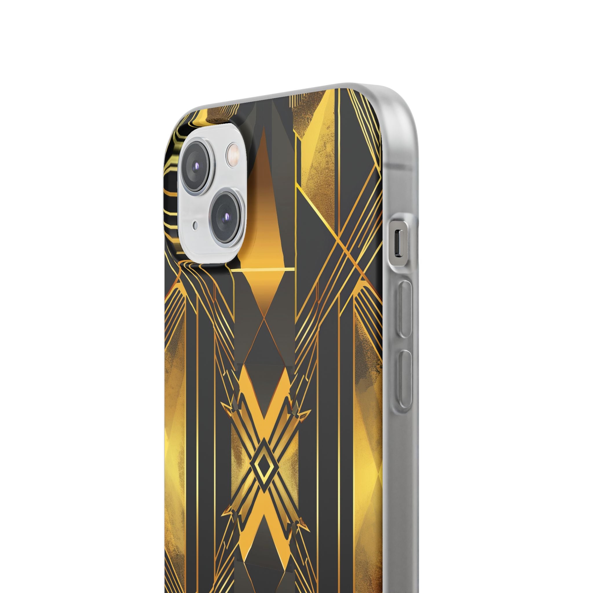 Golden Geometric Elegance iPhone 14 - Flexi Phone Case