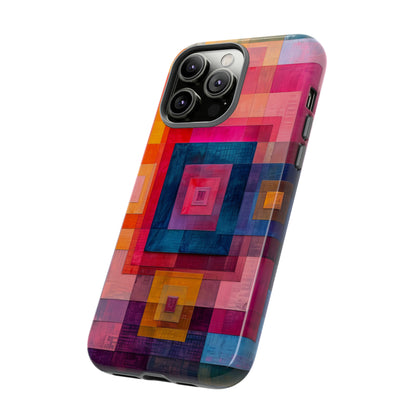 Center-Out Pastel Squares - Protective Phone Case