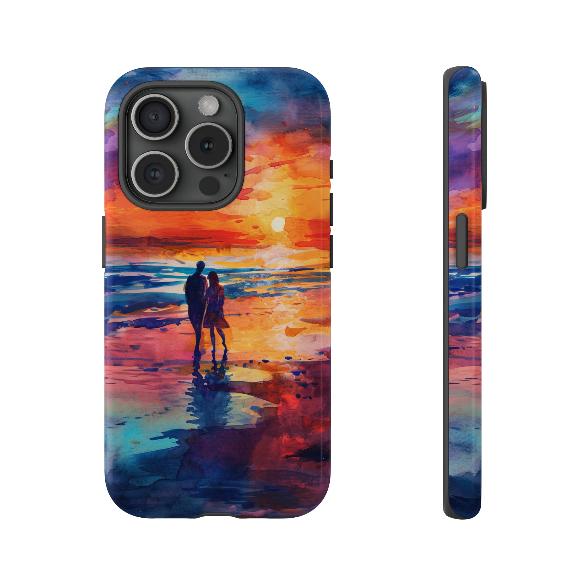 Beach Sunset Love Silhouettes - Protective Phone Case