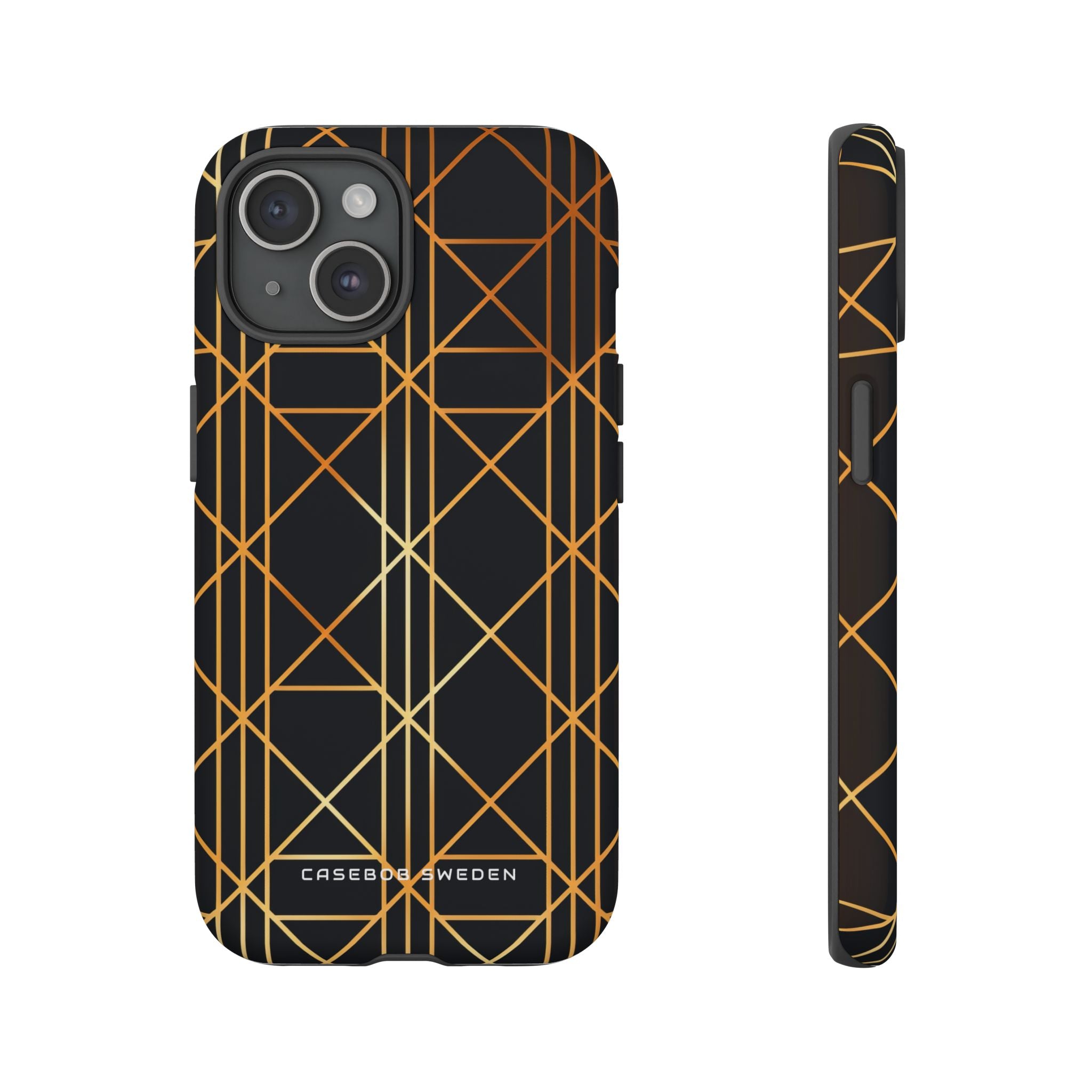 Golden Geometric Elegance iPhone 15 - Tough Phone Case