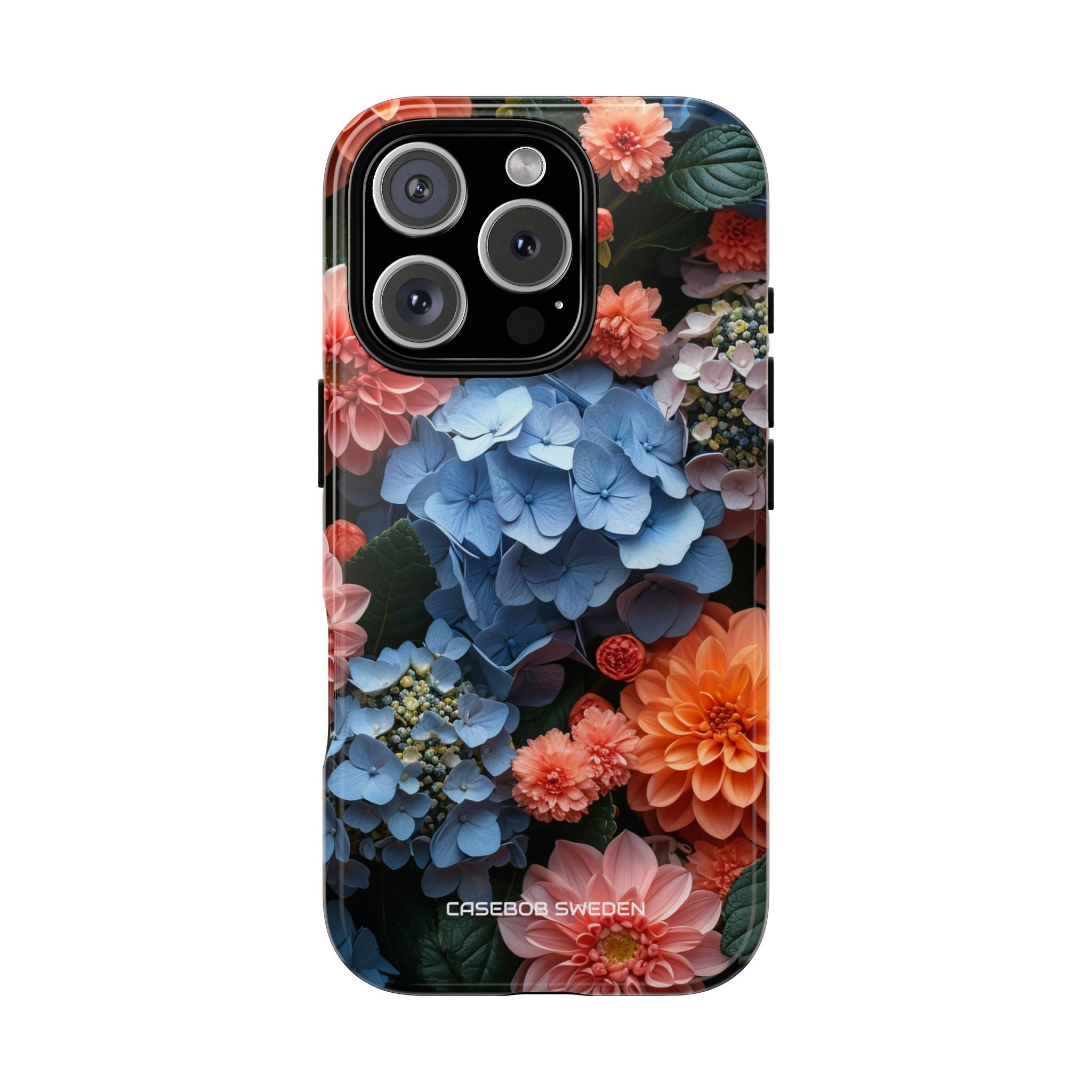 Blue Floral Bliss - Tough iPhone 16 Phone Case