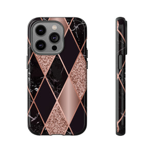 Pink Black Geometric - Protective Phone Case