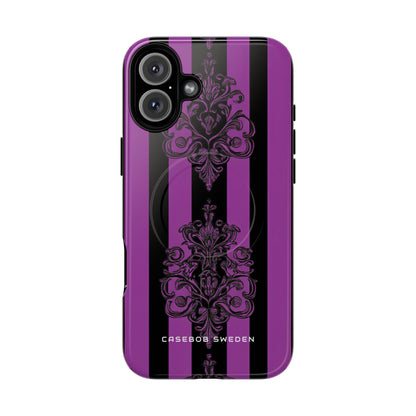 Gothic Elegance with Vertical Stripes and Ornamental Motifs iPhone 16  Tough+ Phone Case