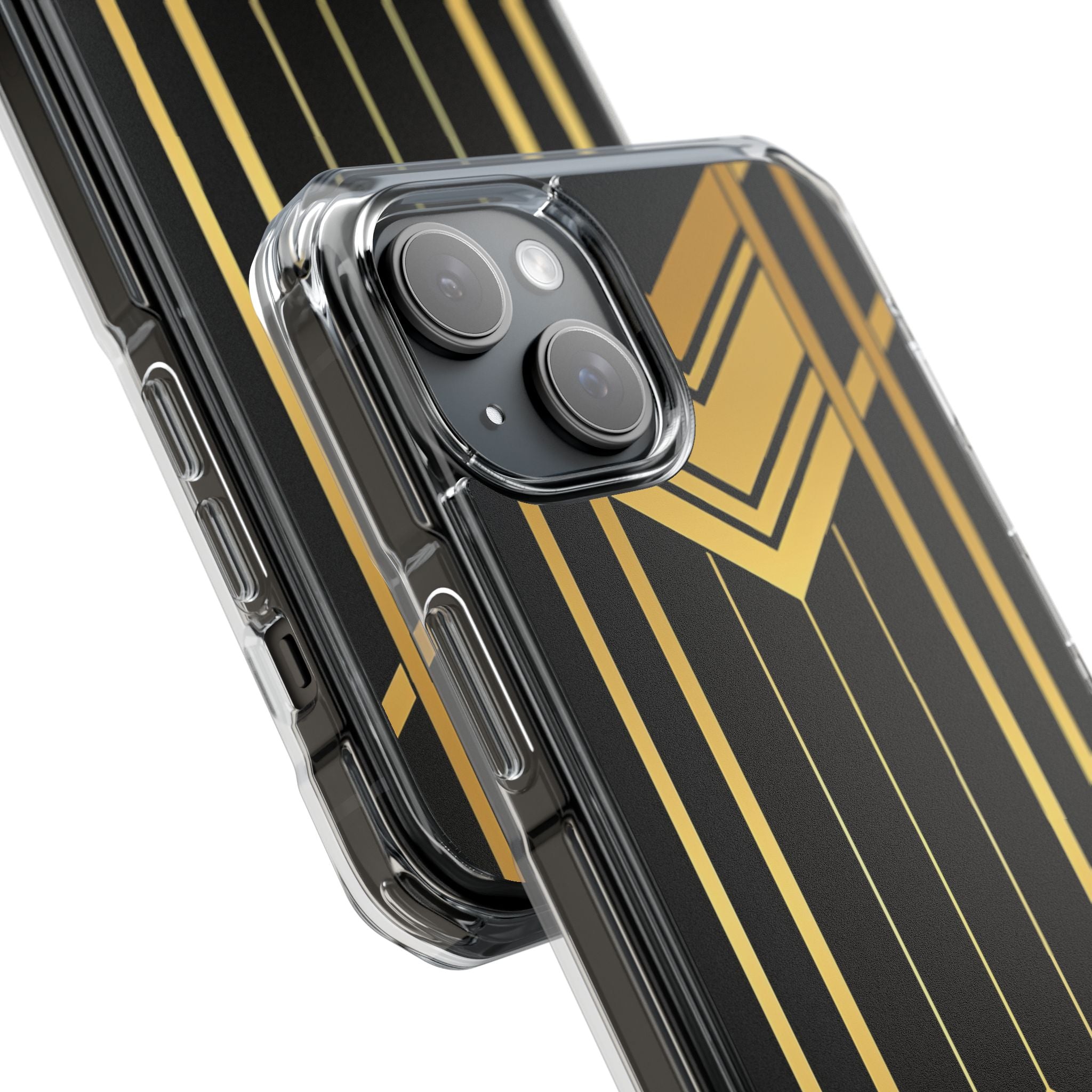 "Golden Art Deco Symmetry in Geometric Elegance" iPhone 15 - Clear Impact Phone Case