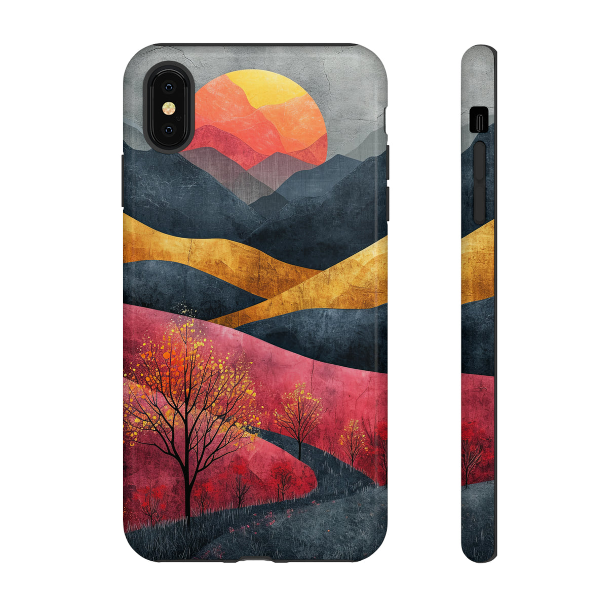 Nature's Geometry: Bright Sunset Mountain - Protective Phone Case