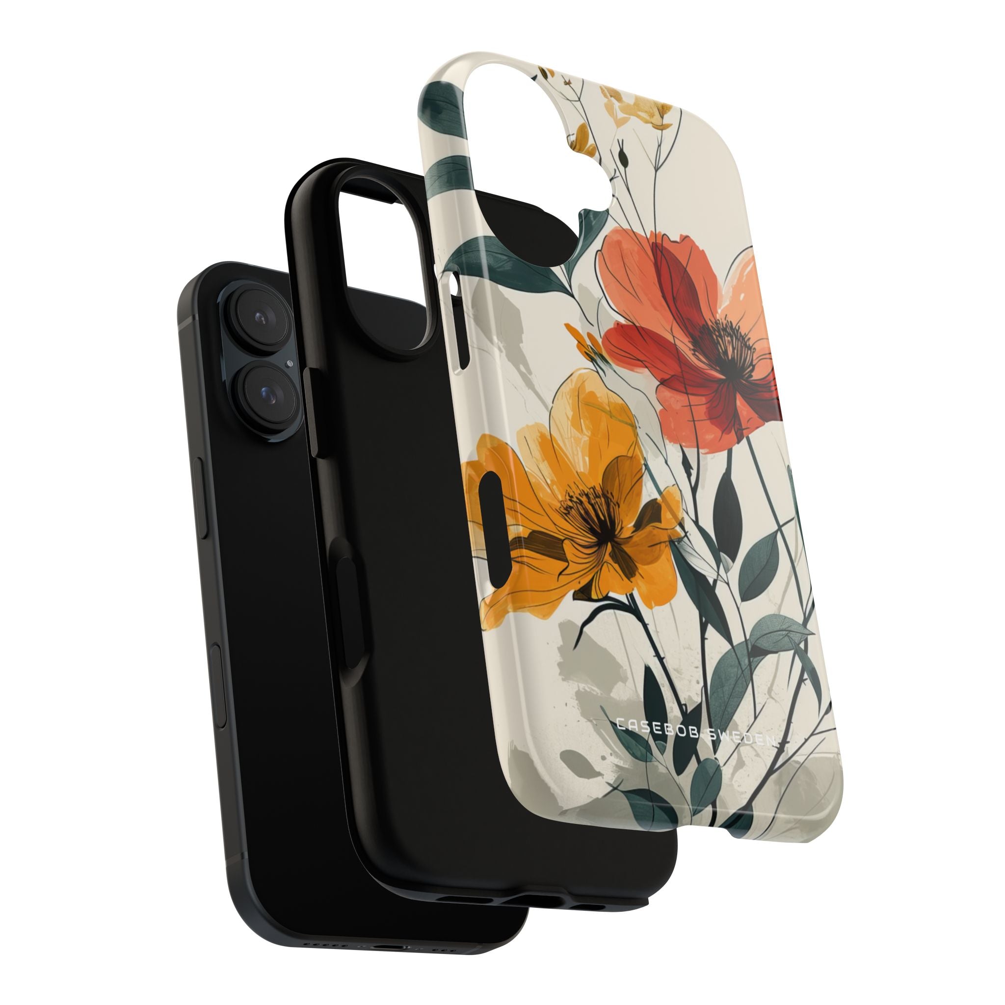 Elegant Floral Harmony iPhone 16 - Tough Phone Case