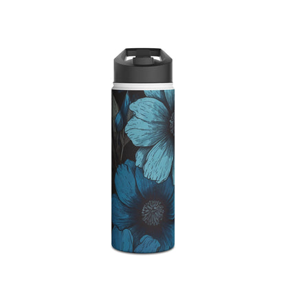 Blue Petal Bloom - Stainless Steel Water Bottle