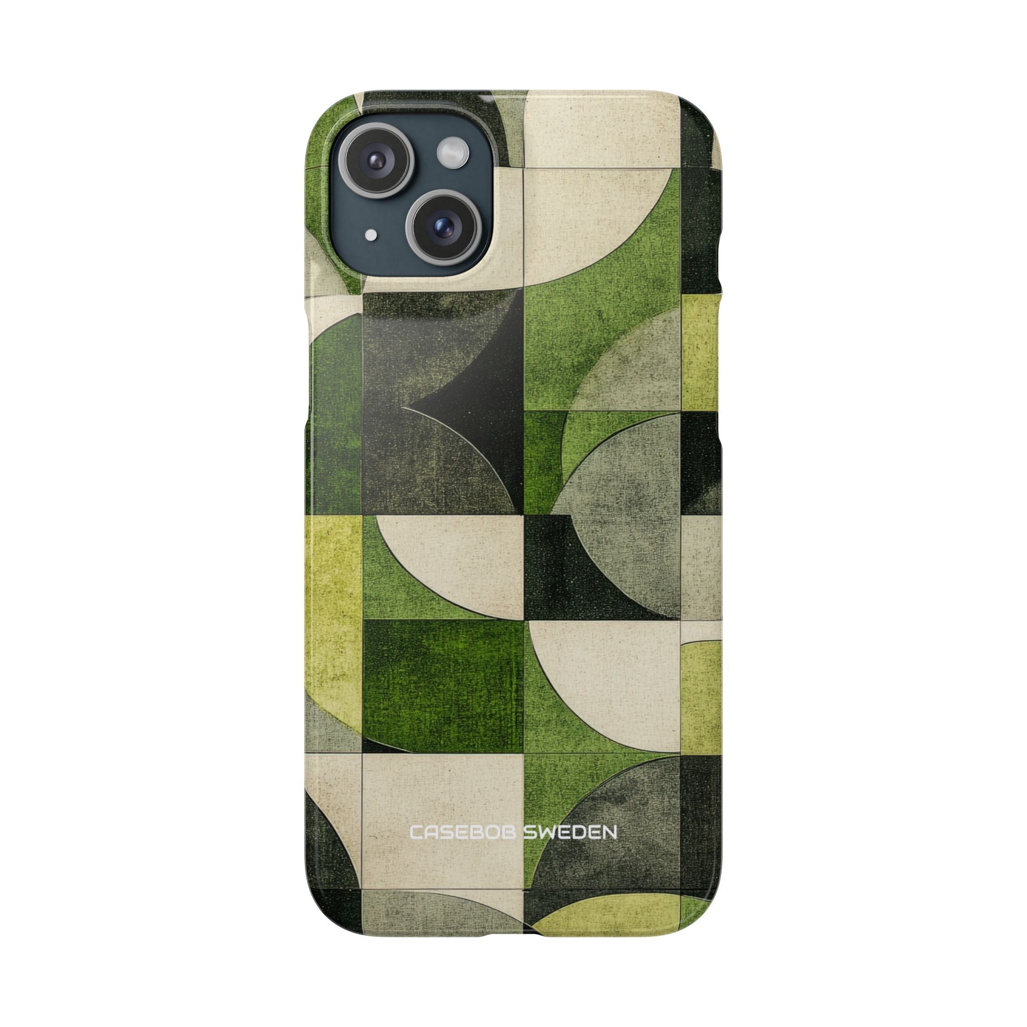 Green Geometric Harmony - Slim iPhone 15 Phone Case