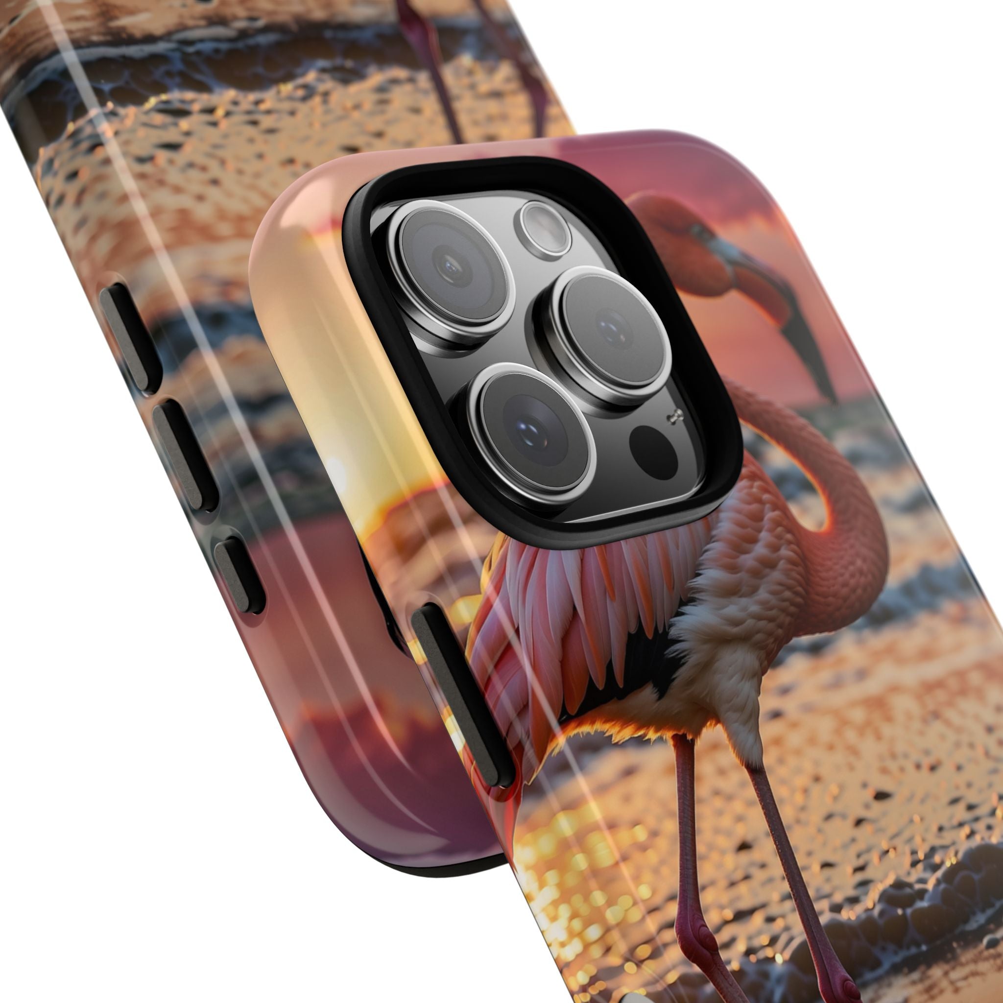 Sunset Flamingo Stand - iPhone Case