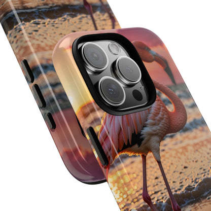 Sunset Flamingo Stand - iPhone Case