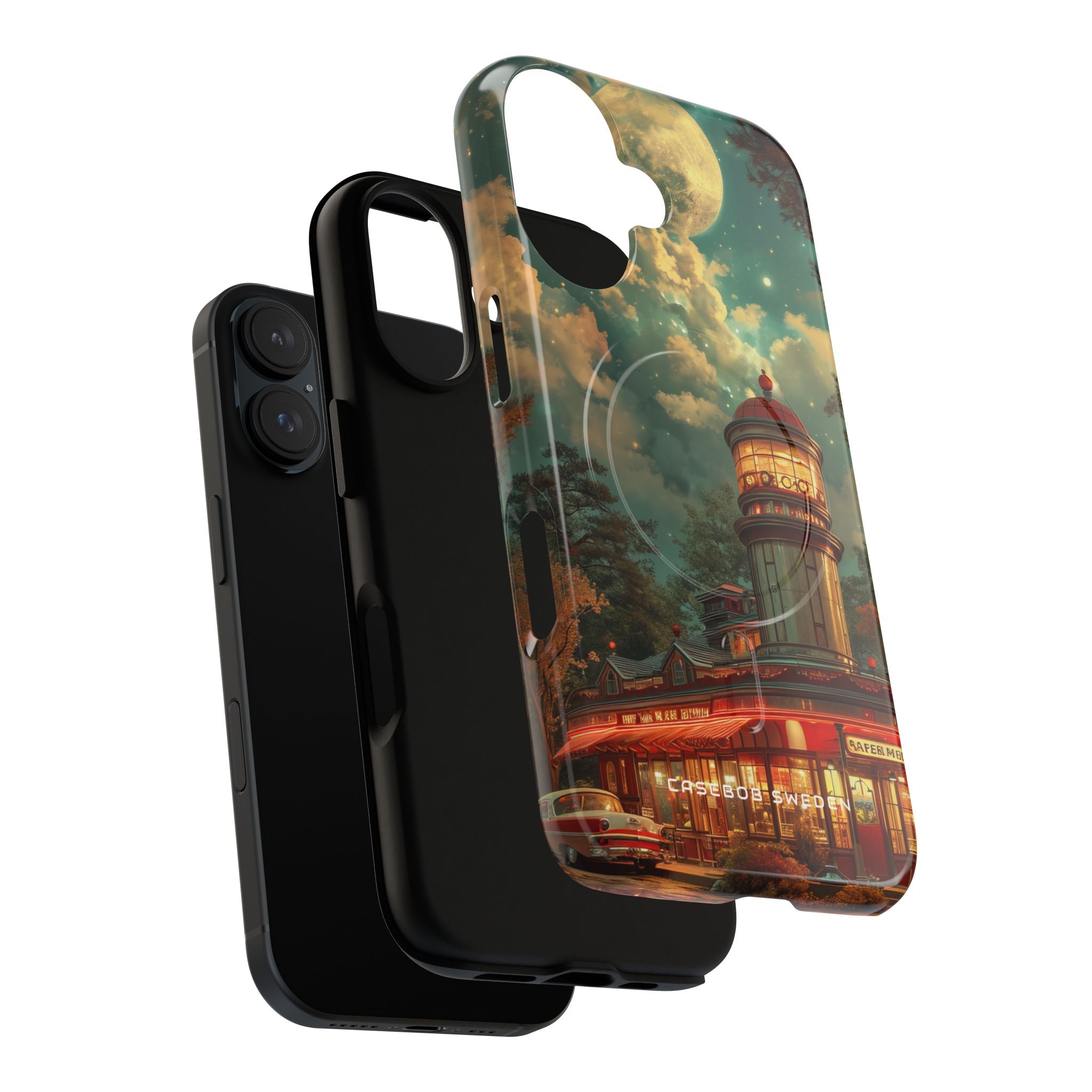 Vintage Moonlit Diner Fantasy iPhone 16 | Tough+ Phone Case