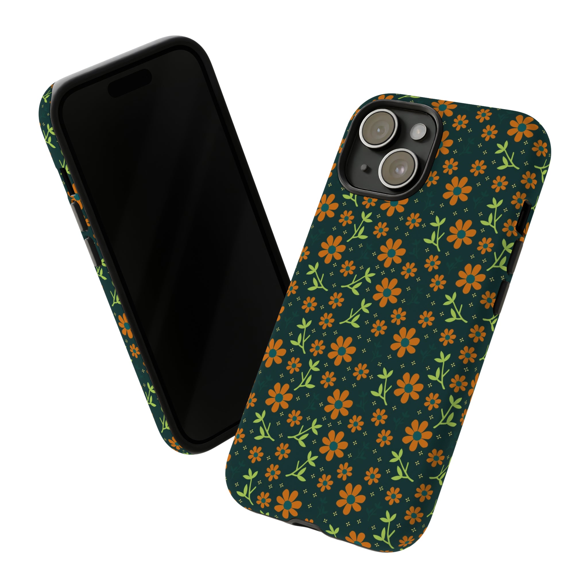 Green Flower Pattern - Protective Phone Case