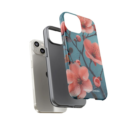 Teal Coral Blossom - Tough iPhone 14 Phone Case