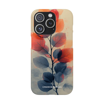 Orange Gray Leaves - Slim iPhone 15 Phone Case