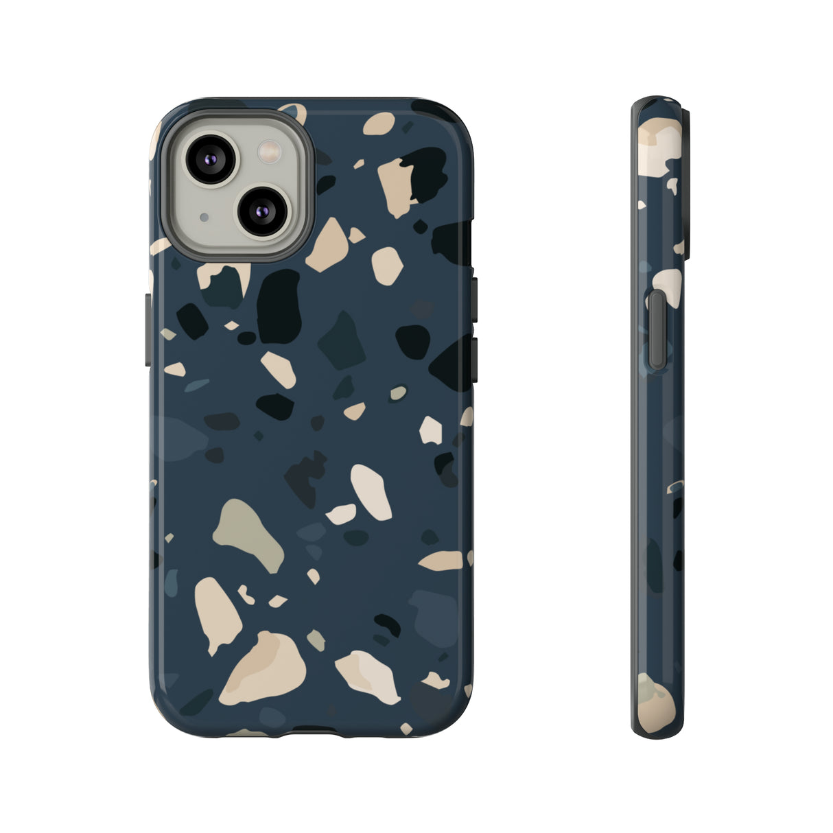 Dark Blue Terrazzo - Protective Phone Case