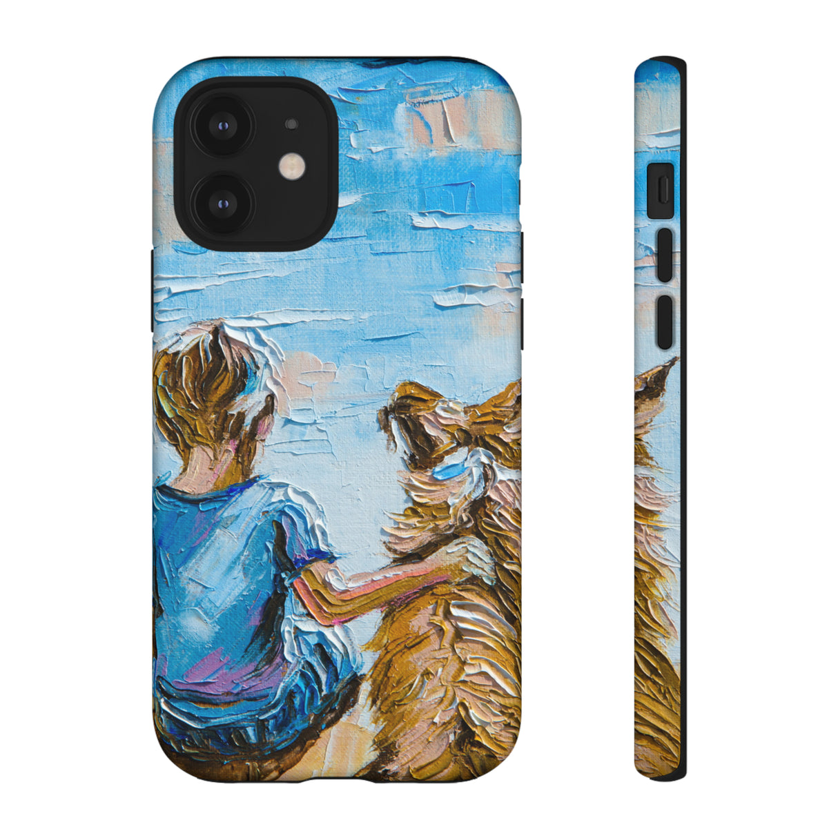 Boy with Dog - Protective Phone Case