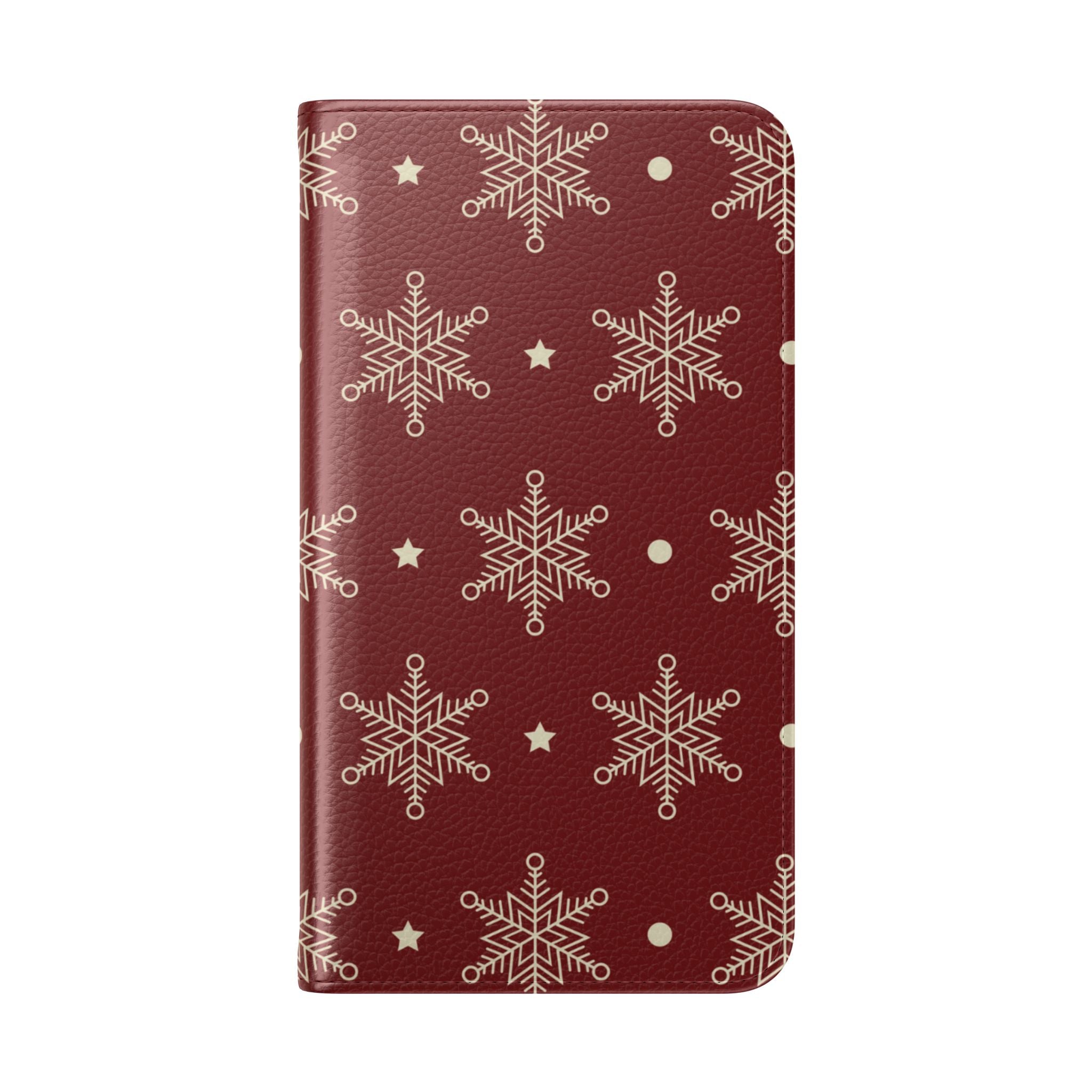 Cream Snowflakes Crimson - Samsung S23 Case - Wallet